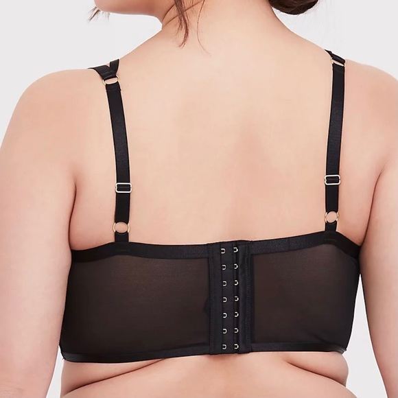 ❌SOLD Torrid Black Lace & Mesh Harness Lightly Lined Longline Underwire Bralette - Picture 3 of 16